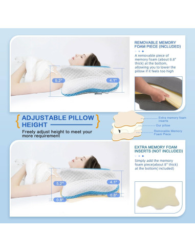 Almohada Cervical Ergonómica QIUBABYO Ajustable 1.5kg