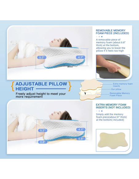 Almohada Cervical Ergonómica QIUBABYO Ajustable 1.5kg