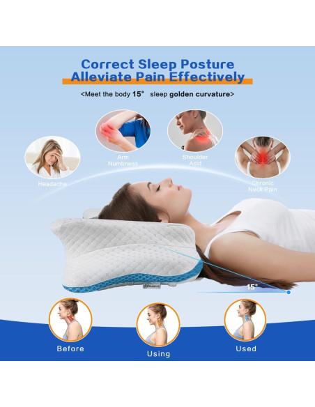 Almohada Cervical Ergonómica QIUBABYO Ajustable 1.5kg