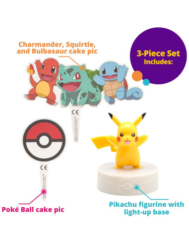Topper de Pastel Pikachu Iluminado DecoSet - 3 Piezas