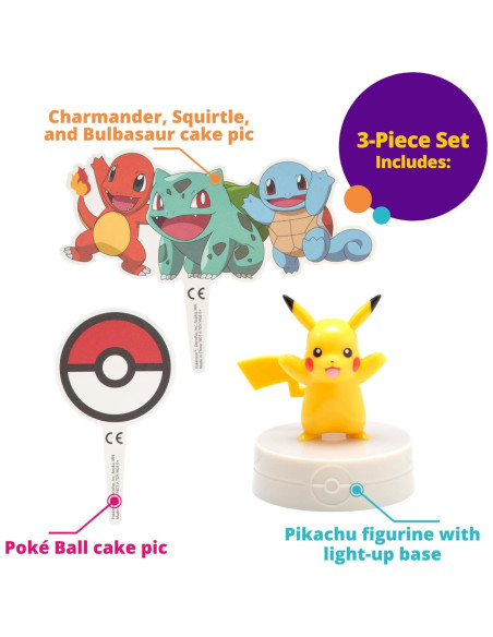 Topper de Pastel Pikachu Iluminado DecoSet - 3 Piezas