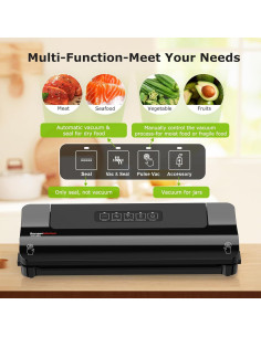 Sellador al Vacío Bonsenkitchen VS1900 135W Negro con 10 Bolsas 2