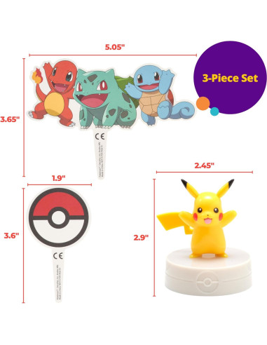Topper de Pastel Pikachu Iluminado DecoSet - 3 Piezas