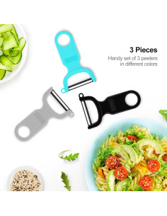 Pelador de Verduras KITCHPOWER 3 Cuchillas Acero al Carbono 2