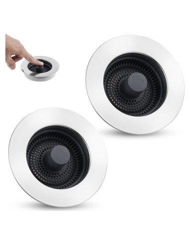 Combo de tapones de desagüe Hygie Rinse 2PCS 3 en 1 acero inoxidable