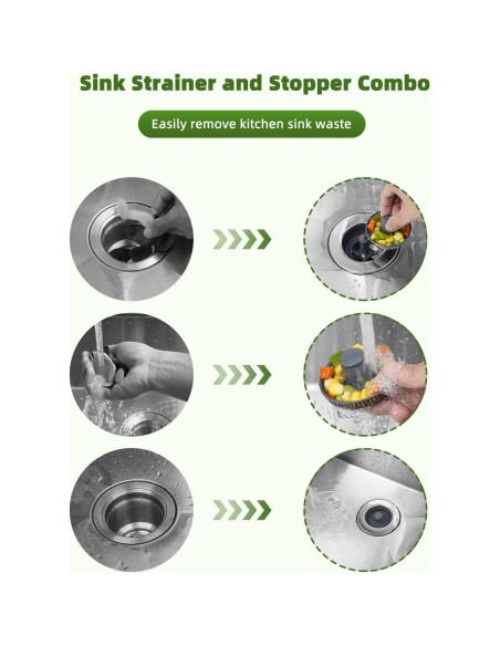 Combo de tapones de desagüe Hygie Rinse 2PCS 3 en 1 acero inoxidable