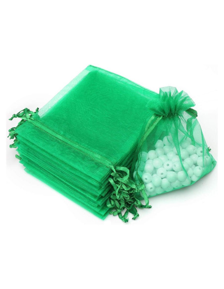 Bolsa de Organza Verde 100 Pcs 7x9cm Akstore para Joyería