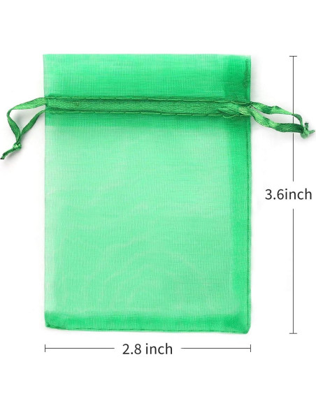 Bolsa de Organza Verde 100 Pcs 7x9cm Akstore para Joyería