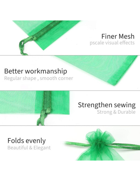 Bolsa de Organza Verde 100 Pcs 7x9cm Akstore para Joyería