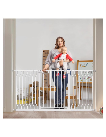 Puerta para Bebés GROWNSY Ajustable 145-157.5 cm Blanca