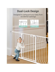 Puerta para Bebés GROWNSY Ajustable 145-157.5 cm Blanca 2