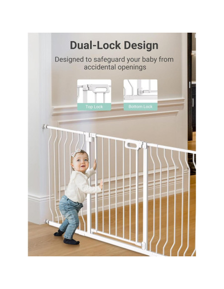 Puerta para Bebés GROWNSY Ajustable 145-157.5 cm Blanca