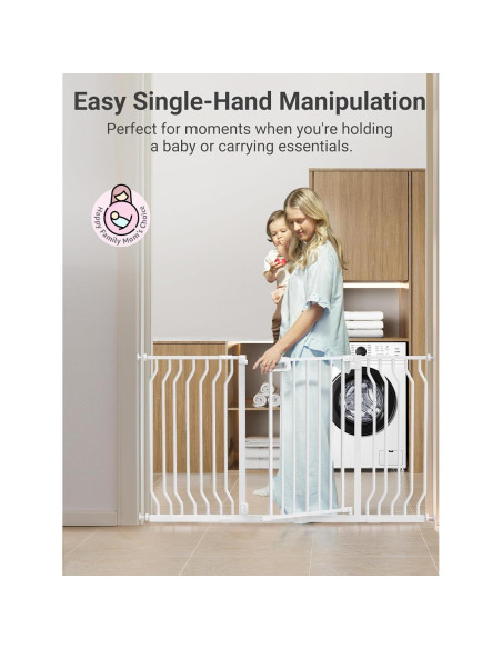 Puerta para Bebés GROWNSY Ajustable 145-157.5 cm Blanca