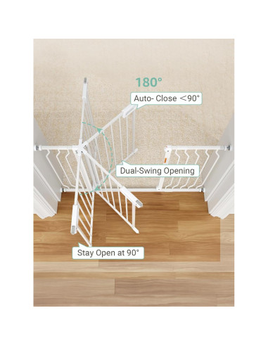 Puerta para Bebés GROWNSY Ajustable 145-157.5 cm Blanca