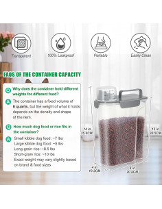 Contenedor de Alimentos para Mascotas TBMax 5L Hermético Gris 2