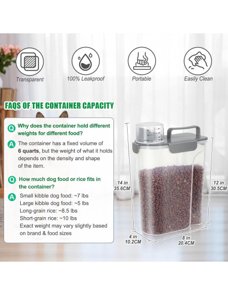 Contenedor de Alimentos para Mascotas TBMax 5L Hermético Gris