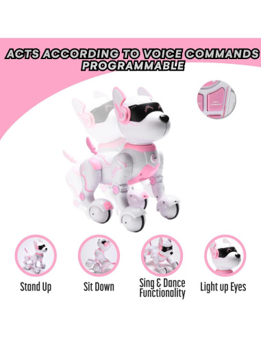 Perro Robot Rosa Top Race TR-P5T Interactivo para Niños