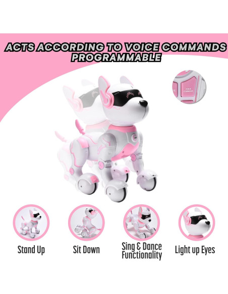 Perro Robot Rosa Top Race TR-P5T Interactivo para Niños Perro Robot Rosa Top Race TR-P5T Interactivo para Niños