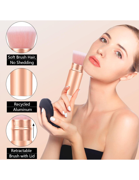 Brocha de Maquillaje Retráctil Falliny Kabuki Portátil 10.39cm