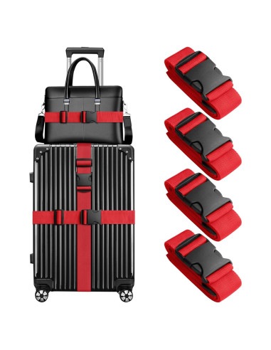 Correas de Equipaje WVM 4 Piezas 1.83m Nylon Rojo