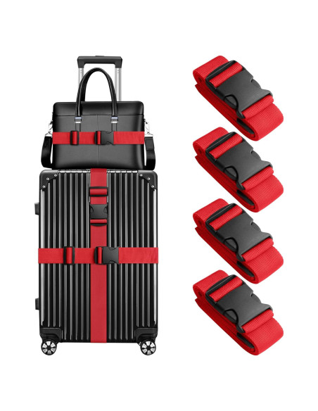 Correas de Equipaje WVM 4 Piezas 1.83m Nylon Rojo