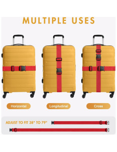 Correas de Equipaje WVM 4 Piezas 1.83m Nylon Rojo 2