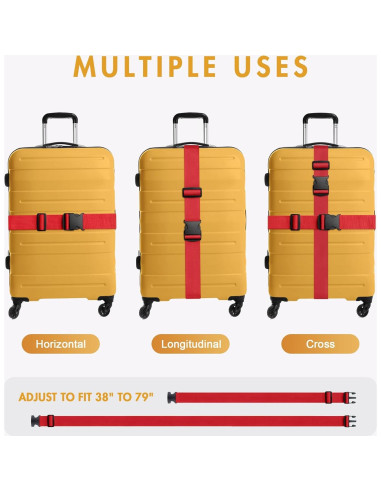 Correas de Equipaje WVM 4 Piezas 1.83m Nylon Rojo