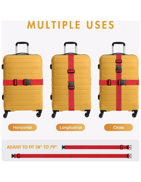 Correas de Equipaje WVM 4 Piezas 1.83m Nylon Rojo