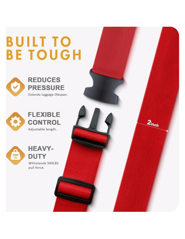 Correas de Equipaje WVM 4 Piezas 1.83m Nylon Rojo