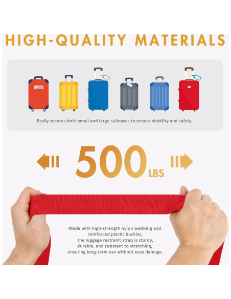 Correas de Equipaje WVM 4 Piezas 1.83m Nylon Rojo