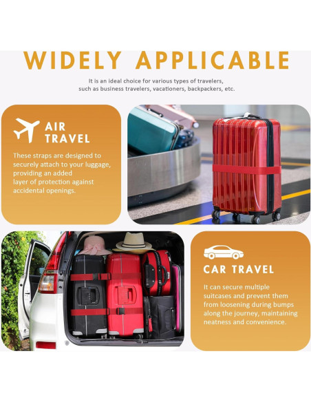 Correas de Equipaje WVM 4 Piezas 1.83m Nylon Rojo