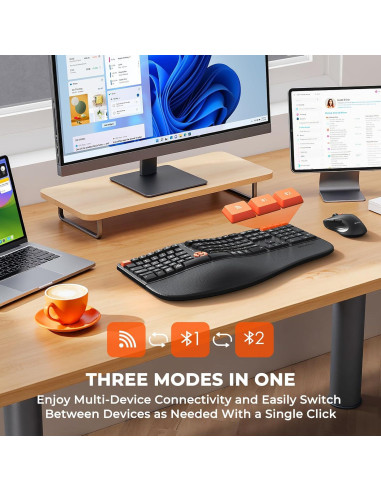 Teclado y Ratón Ergonómicos MEETION Director-C-3 Inalámbricos