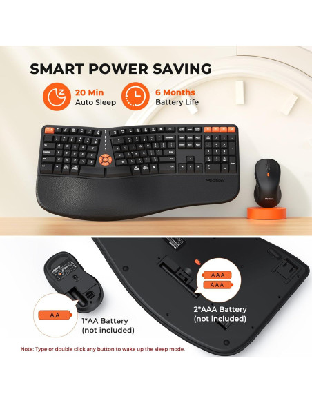 Teclado y Ratón Ergonómicos MEETION Director-C-3 Inalámbricos
