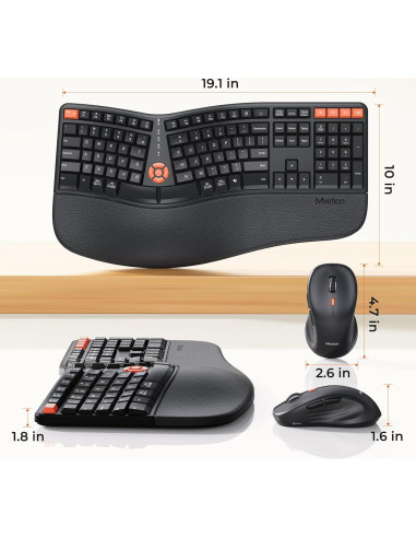 Teclado y Ratón Ergonómicos MEETION Director-C-3 Inalámbricos