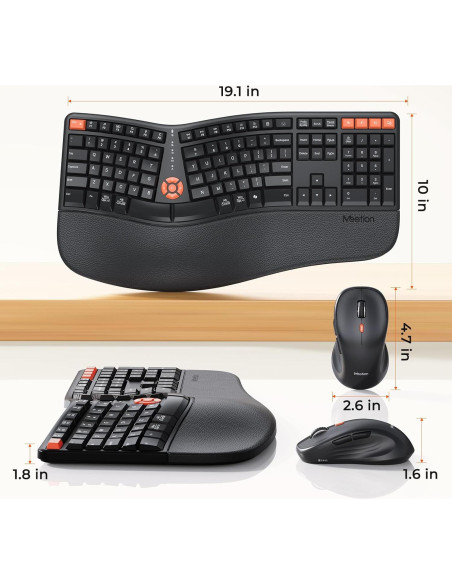 Teclado y Ratón Ergonómicos MEETION Director-C-3 Inalámbricos