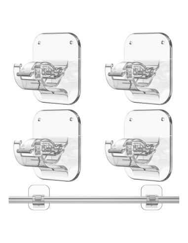 Set de 4 Soportes Adhesivos para Cortinas JHCJHC - Sin Perforación