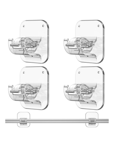 Set de 4 Soportes Adhesivos para Cortinas JHCJHC - Sin Perforación