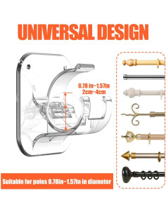 Set de 4 Soportes Adhesivos para Cortinas JHCJHC - Sin Perforación 2