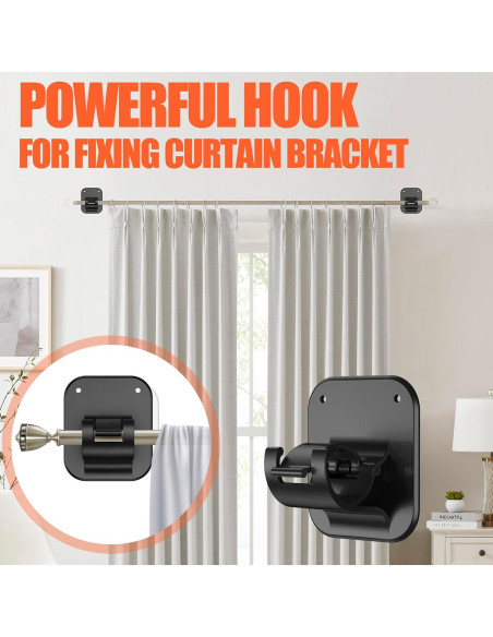 Set de 4 Soportes Adhesivos para Cortinas JHCJHC - Sin Perforación