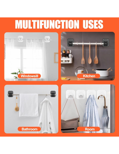 Set de 4 Soportes Adhesivos para Cortinas JHCJHC - Sin Perforación