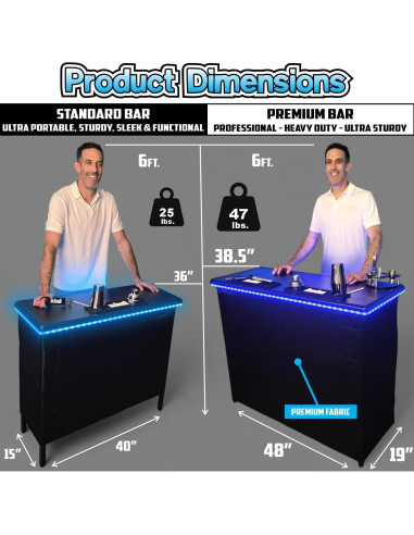 Mesa de Bar Portátil PartyLife con Luces LED y Faldas