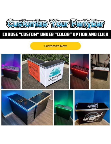 Mesa de Bar Portátil PartyLife con Luces LED y Faldas