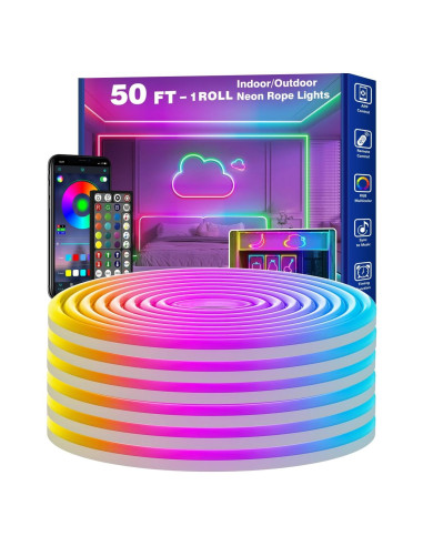 Luces de Cuerda LED Neón RCUICA 15m RGB Control Remoto App