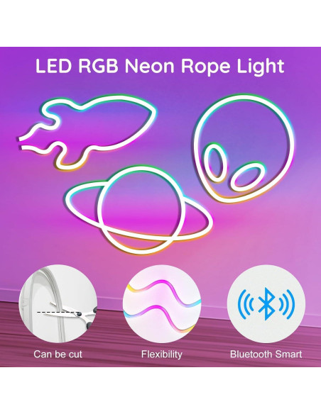 Luces de Cuerda LED Neón RCUICA 15m RGB Control Remoto App