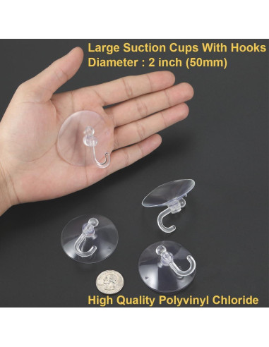 12 Ventosas Transparentes de Plástico LuluEasy 50mm para Pared