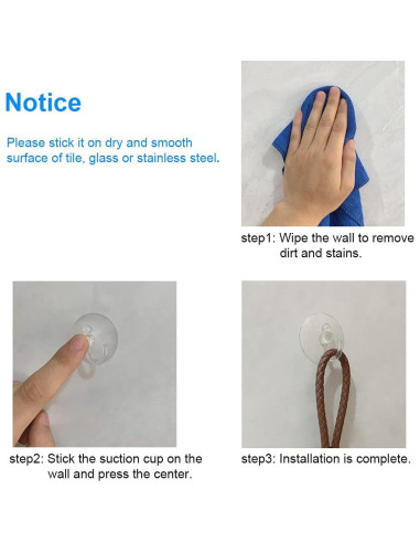 12 Ventosas Transparentes de Plástico LuluEasy 50mm para Pared