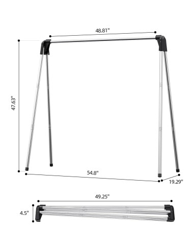 Estante Plegable para Secar Ropa APEXCHASER 123.4 cm Acero Inoxidable