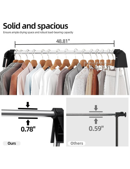 Estante Plegable para Secar Ropa APEXCHASER 123.4 cm Acero Inoxidable