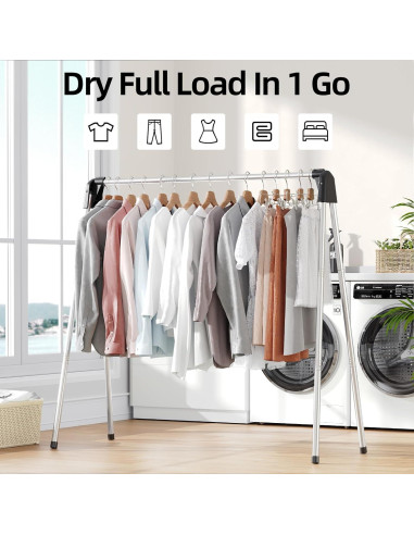 Estante Plegable para Secar Ropa APEXCHASER 123.4 cm Acero Inoxidable