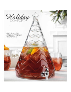 Dispensador de Bebidas de Vidrio MosJos 10.4L Árbol de Navidad 2